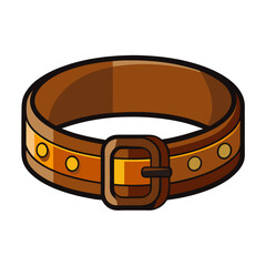 Brown Leather Belt with Gold Detailing, Vector illustration of a brown leather belt featuring a gold buckle, rivet accents, and a decorative gold stripe, ideal for stylish accessory designs. 
