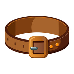 Brown Leather Belt with Square Buckle, Vector illustration of a brown leather belt featuring a square gold buckle and rivet details, ideal for casual and formal accessory designs. 
