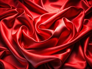 Obraz premium Luxurious Red Satin Fabric Background: Smooth Waves & Elegant Drapes