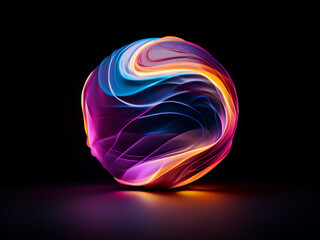 Graphic art of a volleyball floating against a simple black background in a creative design