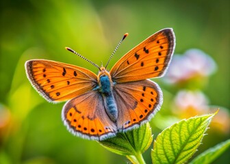 Obraz premium Lycaena hippothoe Butterfly, Lilagold-Feuerfalter, Germany, Eifel National Park, Close-up
