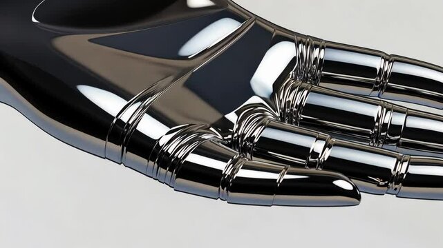 Hand is shown in a silver color with a silver glove. The hand is extended and is about to give a handshake. Concept of professionalism and formality