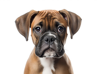 Obraz premium Young boxer standing in a fighting pose on a white background ready to compete