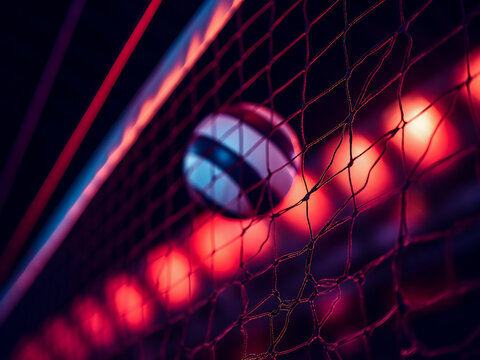 Volleyball game background with a net set up for a match