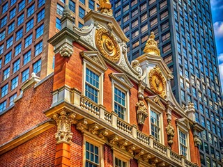 Obraz premium Macro Detail of Massachusetts State House Architecture, Boston