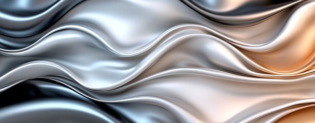 Abstract Metallic Waves in Dark Gray and Silver