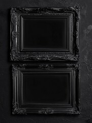 Black picture frames on a wall