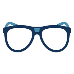 Fototapeta premium Stylish Blue Eyeglasses Icon, A flat-style illustration of fashionable blue eyeglasses with a modern design, perfect for vision, eyewear, or accessory-related themes. 