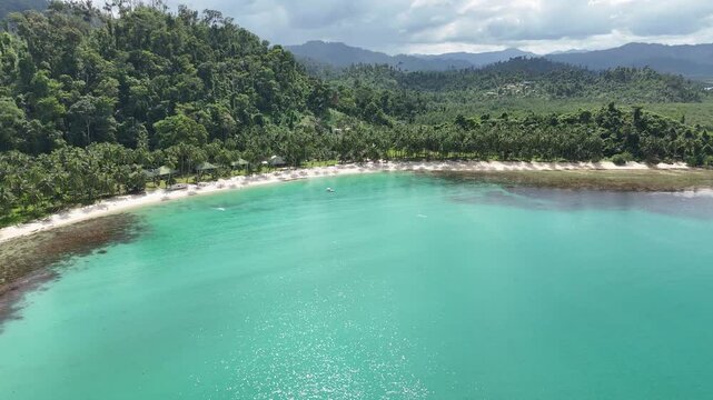 Palawan Island Philippines. Port Barton, Philippines. Paradise and turquoise water and palm tress
