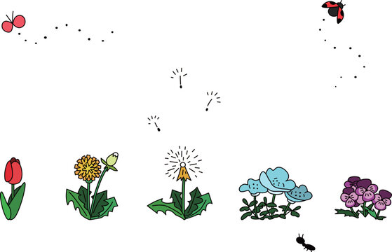 春の花のかわいい手描きイラスト