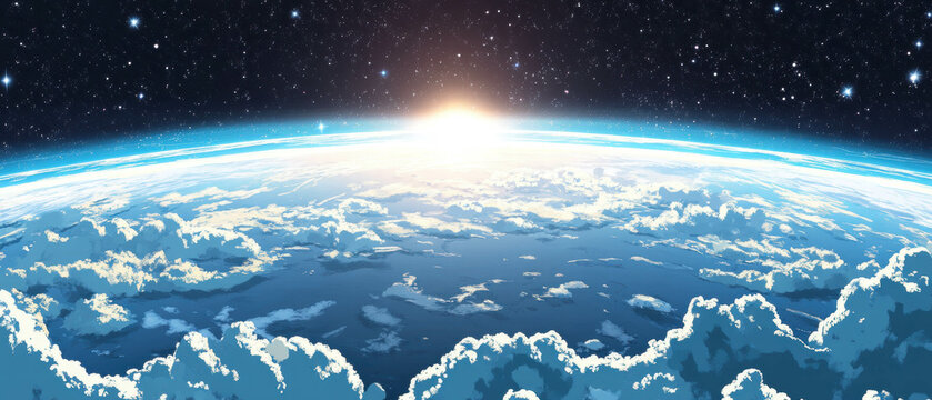 View of Earth from space showcasing vivid clouds and celestial beauty