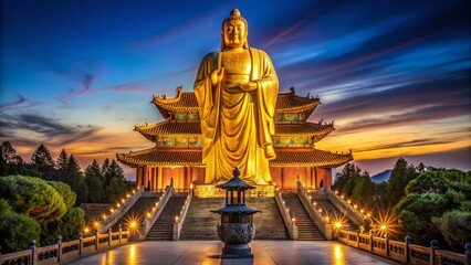 Majestic Monument at Night: Illuminated Statue in Beijing's Tiananmen Square