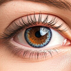 Fototapeta premium Close-up of a Human Eye with Blue Contact Lenses