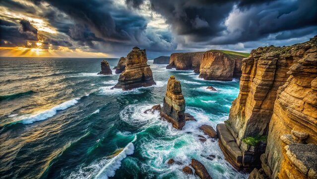 Majestic Oceanic Ridge Architecture: Dramatic Coastal Cliff Structures