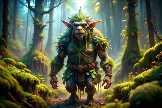 Majestic Trowl in Mystical Forest - High Depth of Field Stock Photo