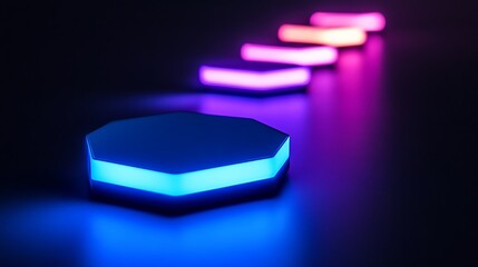 Illuminated Hexagonal Platforms Gradient Lighting Display