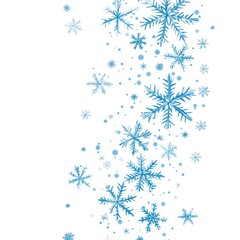 Blue snowflakes falling on white background. (1)