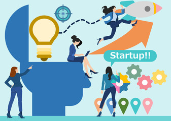 新規事業を始めるビジネスウーマンのイラスト