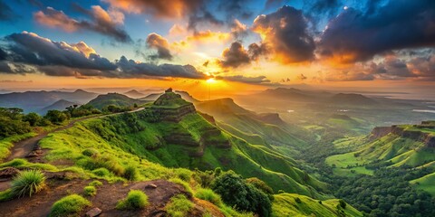 Matheran Hill Station Sunrise Panoramic View - Majestic Landscape Photography