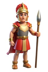 Obraz premium 3D Fantasy Knight with Sword, Warrior Character in Full Armor, Isolated on White Background