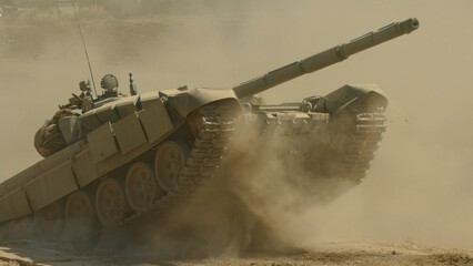 tank overcomes obstacle