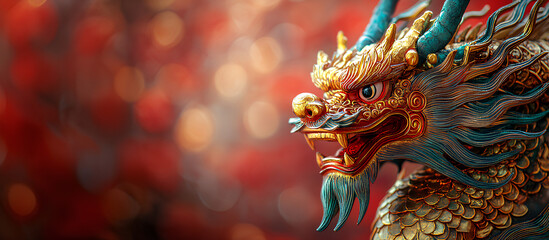 Fototapeta premium dragon head chinese zodiac with minimalist background
