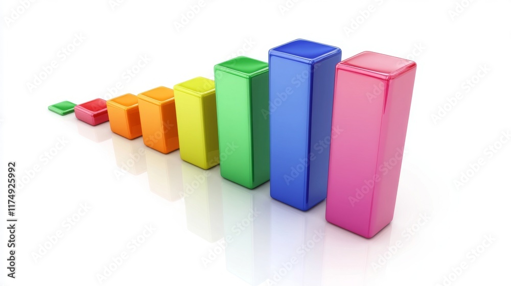 Fototapete A clean and sharp financial bar graph with colorful bars, displaying growth trends over time on a high-resolution digital screen