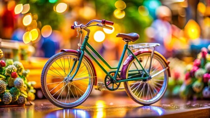 Fototapeta premium Miniature Half Bicycle Model, Tilt-Shift Photography, Toy Bike, Diecast, Close-up