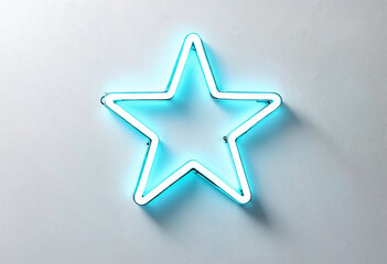 Blue neon star with minimalistic design on white background