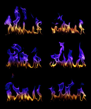 blue gas burning on black background