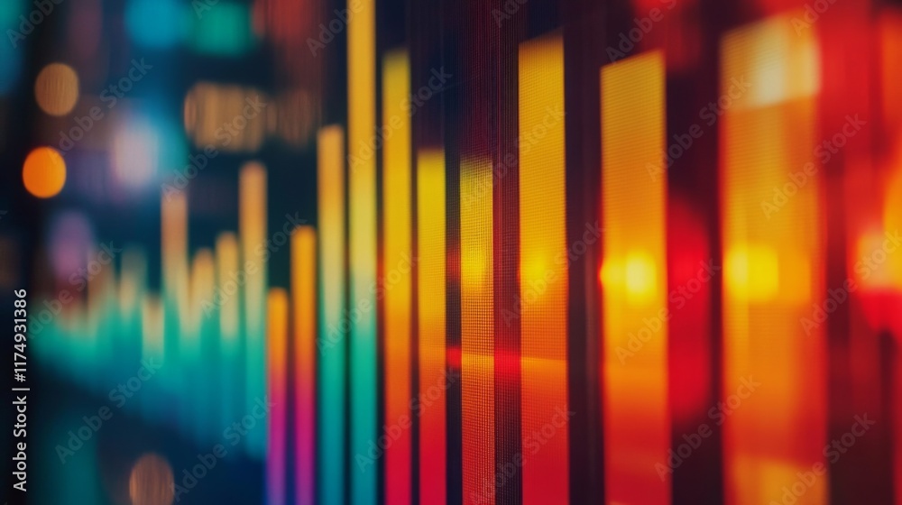 Poster A close-up of a financial bar graph on a business report, with colorful vertical bars illustrating market performance trends over a set period