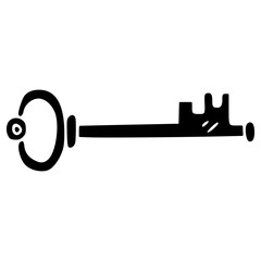 antique key hand drawn glyph illustration