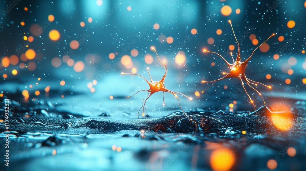 Poster a glowing, interconnected network of artificial neurons forming a brain like structure, representing