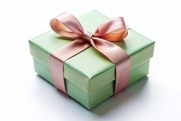 Obraz premium Elegant Minimalist Gift Box, Isolated White Background - Perfect for Holiday or Birthday Packaging Design