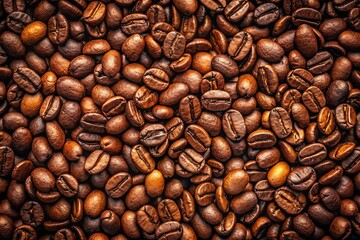 Fototapeta premium Minimalist Coffee Beans Texture Background - Scattered Coffee Bean Photography