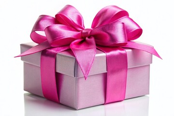 Obraz premium Elegant Pink Gift Box with Bow - Panoramic Stock Photo