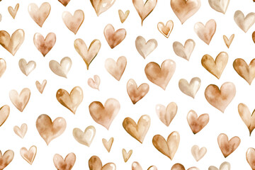 Watercolor heart pattern, soft neutral tones, romantic design, seamless background, perfect for invitations, love themes.