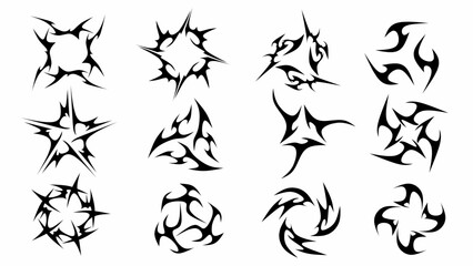 neo tribal swirl circle shape, tattoo ornament vector design, ui game edgy futuristic dark emblem, geometric mystical symbol