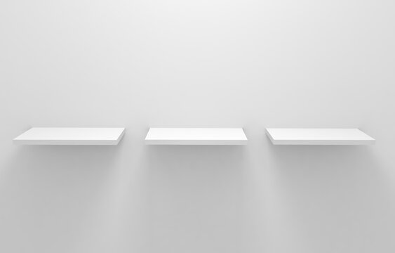 Empty white shelves