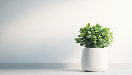 Fototapeta premium Lush greenery in modern flowerpot adds fresh touch to any space