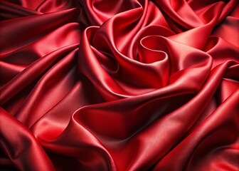 Fototapeta premium Elegant Red Satin Fabric Drape - Luxurious Smooth Shiny Texture Background