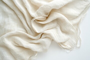 Soft organic cotton fabric, natural texture, ecofriendly material, on solid white background, single object.,