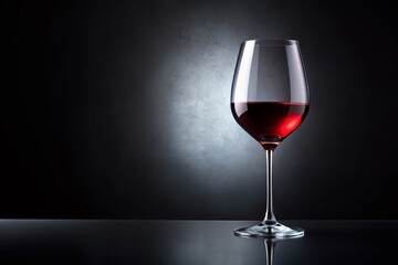Elegant Red Wine Glass on Black Background - Stock Photo