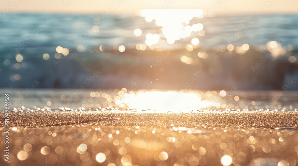 Aufkleber sun-drenched beach with shimmering bokeh