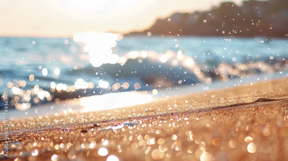 Aufkleber sun-drenched beach with shimmering bokeh