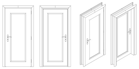 Door Line Art Illustration. Modern and Minimalist Vector for Architecture, Interior Design, and Decorative Projects. Vector illustration isolated on white background.