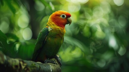 Fototapeta premium Beautiful cute parrot from Papua New Guinea. Birds in natural habitat, AI generated image
