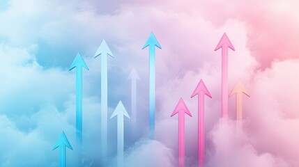 Multiple arrows of different heights and colors rising upwards, representing growth, achievement, and the pursuit of goals and aspirations.