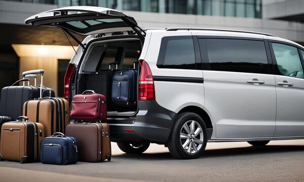 Van transfer with luggage.