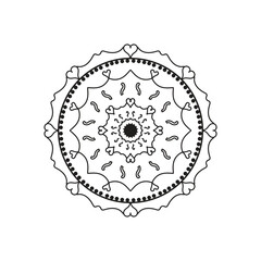 Decorative pattern mandala design. Easy Mandala Black and White Outline. Mandala for Coloring Pages